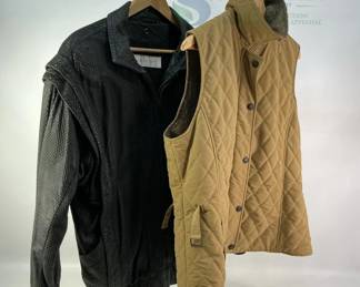 Andrew Marc Leather Jacket with Zip-off Sleeves & Henry White Quilted Vest