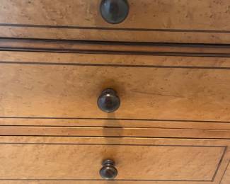 $2,000. Antique, early commode with lower hidden drawer, could be Biedermier. Grey marble top, 35” tall, 51.5” wide, 23.5” deep.