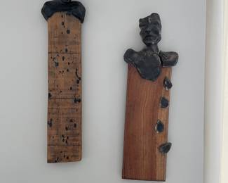 $300 pair, rustic art panels 18” 