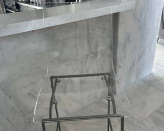 $350.. EACH. THREE (3) acrylic and wrought iron BAR height chairs, no scratches. 30” floor to seat, 46” floor to top of back, seat width 17-18”