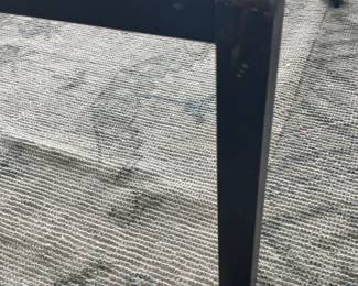 $400. Bronze/metal square coffee table, 1” glass top. 30”x30”