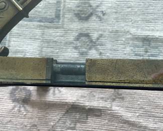 $400. Bronze/metal square coffee table, 1” glass top. 30”x30”