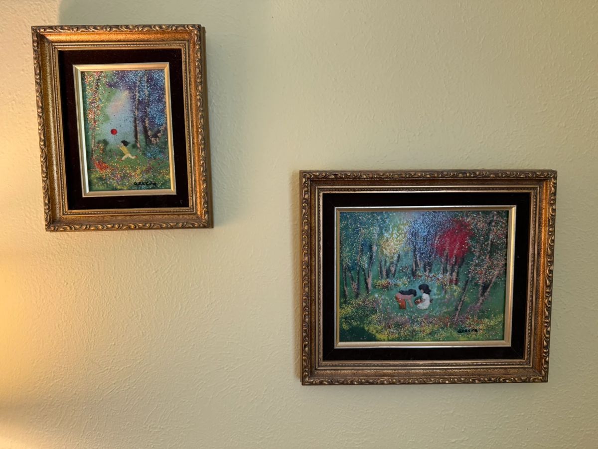 Signed art: enamel on copper. By Greene