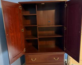 Large wooden TV cabinet/armoire - Open