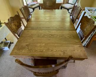 Oak dining table and chairs - available for pre-sale purchase