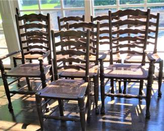 Set of Vintage Baker Caned Ladder Back Chairs