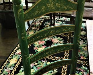 Set of 4 green Painted Ladder Back Chairs