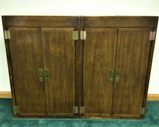 Pair of Drexel Heritage Military Campaign Sideboards