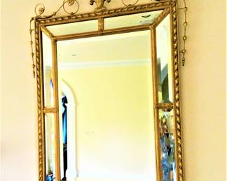 One of Two Friedman Brothers Gold Gilt Beveled Mirror