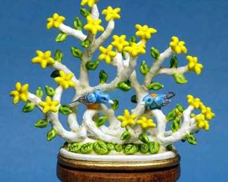 Bluebirds – After Boehm – 2010 – A Highly Technical Bronze Miniature Figurine – 1 Inch Tall