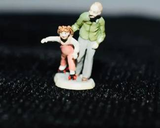 Vintage Goebel Olszewski Girl on Skates w/ Gradfather Miniature Dollhouse 634P 84
