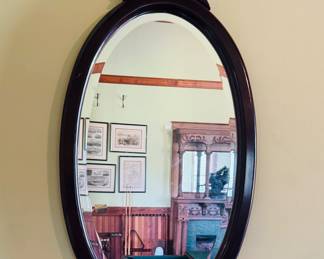 Beveled oval mirror