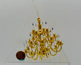 Miniature electric chandelier brass