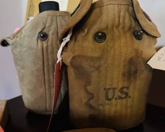 World War II army canteen dated 1918 cover and cap