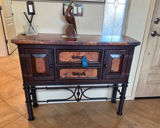 Entry table copper top