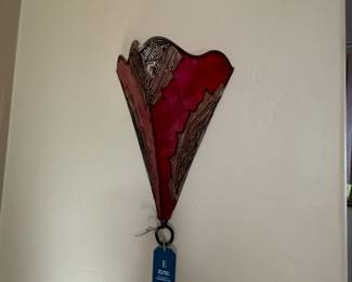 Set of 2 handmade goat skin wall scones
