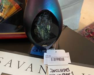 Signed Eickholt Glass Egg Paperweight