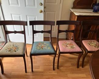 Antique dining table chairs
