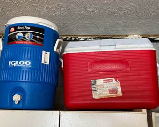 Blue and red coolers