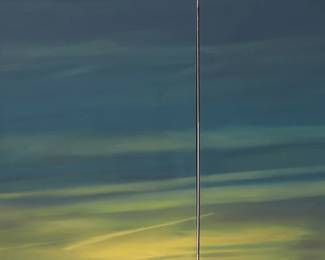 169
Miguel Osuna
b. 1961
"Contrail," 2004
Diptych, Oil on canvas
Signed, titled, dated, and numbered on the verso of each element: Miguel Osuna 2K4 #2401
Left element: 48" H x 48" W; Right element: 48" H x 36" W
Estimate: $3,000 - $5,000