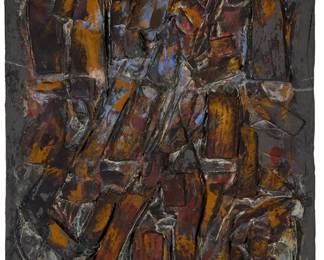 63
John Charles Haley
1905-1991
"Door #2," circa 1970
Pigment on formed fiberglass
Unsigned; titled and dated by repute
70" H x 30" W x 2.75" D
Estimate: $5,000 - $7,000