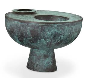 155
Julie Speidel
b.1941
Untitled
Verdigris patinated bronze
Unmarked
9.875" H x 12.625" Dia.
Estimate: $1,000 - $1,500