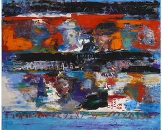 171
Mark Strickland
b. 20th century
"Subway Series #2,' 1987
Oil on canvas
Signed and dated lower right: M. Strickland 1987; titled by repute
60" H x 72" W
Estimate: $1,000 - $2,000
