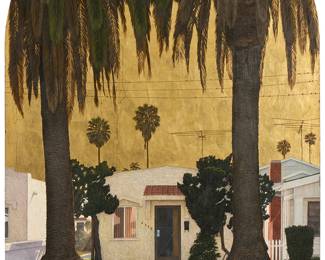 138
Robert Ginder
b. 1948
"Via Sienna," 1993
Oil and gold leaf on panel
Signed, titled, and dated, all verso: Robert Ginder '93; alternatively titled "4339 Via Siena" [sic] on a gallery label affixed verso
56" H x 36" W
Estimate: $2,000 - $3,000