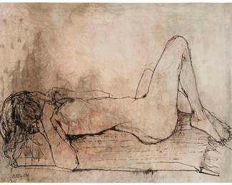 56
Jean Jansem
1920-2013
Reclining nude
Watercolor and ink on paper
Signed lower left: Jansem
Image/Sheet: 19.625" H x 26.25" W
Estimate: $800 - $1,200
