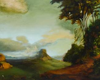 139
Jeffrey Beauchamp
b. 1964
"Rose Portal," 1991
Oil on canvas
Signed and dated in ink on the canvas overlap: Jeffery Beauchamp 1991; titled by repute
22" H x 40" W
Estimate: $2,000 - $3,000