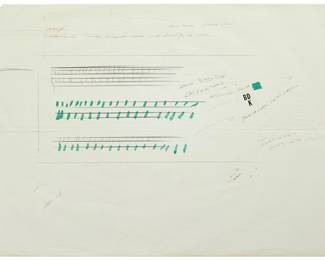 164
Lawrence Weiner
1942-2021
"How It Went," 1988
Pencil and ink on thin paper
Initialed and dated in pencil lower right: L.W. 88; dated again and titled on a gallery label affixed to the frame's backing board
Sheet: 16.5" H x 23.5" W
Estimate: $2,500 - $3,500