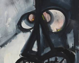 110
Merton Daniel Simpson
1928-2013
"Confrontation," circa late 1960s
Oil on canvas
Signed lower right: M.D. Simpson; titled in pencil on the stetcher bar
24" H x 20" W
Estimate: $8,000 - $12,000