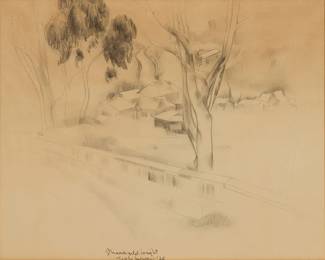 91
Stanton Macdonald-Wright
1890-1973
"Santa Monica," 1926
Graphite on paper
Signed, titled, and dated lower center: S Macdonald-Wright / '26
Sight: 15" H x 18.5" W
Estimate: $800 - $1,200
