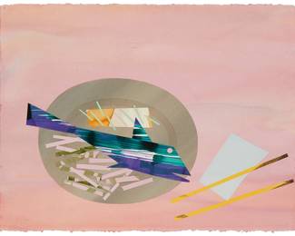 121
Billy Al Bengston
1934-2022
"Plato de Moreno," 1982
Watercolor and collage on Arches paper
Initialed, titled, and dated in pencil in the lower center: B.A.B; illegibly inscribed in pencil in the lower left corner
23" H x 29.5" W
Estimate: $2,000 - $4,000