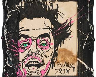 160
Alec Monopoly
b. 1986
Jack Nicholson, 2010
Acrylic on canvas
Signed and dated lower right: Alec / 2X1X
14" H x 11" W
Estimate: $3,000 - $5,000