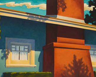 136
Robert Kenton Nelson
b. 1954
"Shadowed House"
Oil on Masonite
Signed lower right: R.Kenton Nelson; titled by repute
24" H x 36" W
Estimate: $10,000 - $15,000