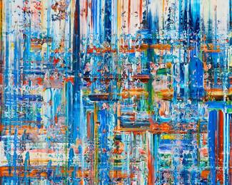 172
Gabriel Gonzalez
b. 1978
Abstract, 2008
Acrylic on canvas
Signed, dated, numbered "00285," and indistinctly inscribed, all verso: Gabriel Gonzalez / Jan. 2008
60" H x 60" W
Estimate: $400 - $600