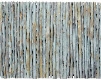 145
Babak Emanuel
b. 1966
"The Hero with a Thousand Faces"
Engraved sheet metal sections mounted to wood
Signed and titled in pencil, verso: B Emanuel
30" H x 68" W x 4" D
Estimate: $2,000 - $3,000