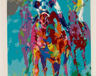 35
LeRoy Neiman
1921-2012
"Secretariat II," 1990
Screenprint in colors on paper
Edition: 114/250
Signed and numbered in the lower margin: LeRoy Neiman
Image: 24" H x 12.125" W; Sight: 26.25" H x 14" W
Estimate: $800 - $1,200