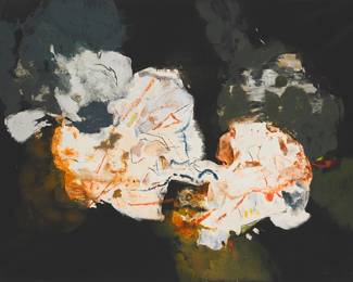 64
Gino Morandis
1915-1995
"Immagine Spaziale M. 101," 1962
Oil on canvas
Signed lower right: Gino Morandis; faintly signed again and inscribed "Venezia" verso; signed yet again, titled, and dated "1962" on two of the artist's Venetian address labels, one affixed to the canvas and one affixed to the stretcher
40" H x 55" W
Estimate: $6,000 - $9,000