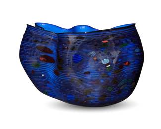 27
Dale Patrick Chihuly
b. 1941
Cobalt Blue Macchia, 1982
Glass
With etched signature and date to underside: Chihuly / 1982
7.25" H x 10.75" W x 7" D
Estimate: $3,000 - $5,000