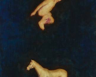 132
Maggie Hasbrouck
b. 20th century
"Angelboy," 2004
Oil on panel
Signed, titled, and dated verso: Maggie Hasbrouck / 2-04
48" H x 36" W
Estimate: $800 - $1,200