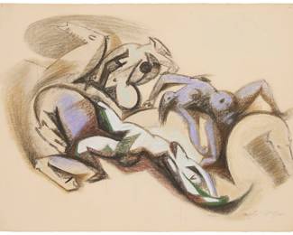 45
Andre Masson
1896-1987
"Massacre," 1935
Pastel on off-white laid Ingres d'Arches MBM paper
Signed in pencil lower right: Andre Masson; titled and dated on a label affixed to the frame's backing paper
Sheet: 19" H x 25" W
Estimate: $2,500 - $3,500