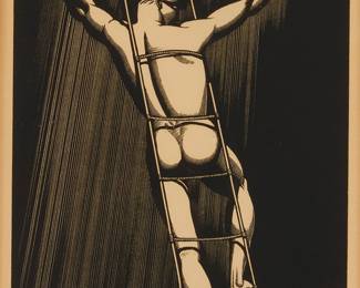 5
Rockwell Kent
1882-1971
"Hail and Farewell," 1930
Wood engraving on wove paper
From the edition of 120
Signed in pencil in the lower margin, at right, directly below the image: Rockwell Kent; titled in pencil, in another hand, in the lower margin edge, at left
Image: 8" H x 5.5" W; Sheet: 14.375" H x 11.25" W
Estimate: $2,000 - $3,000