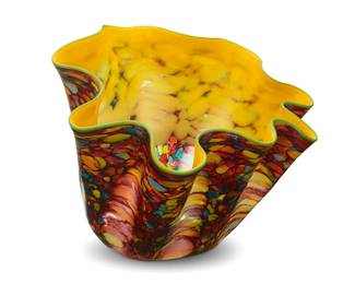 28
Dale Patrick Chihuly
b. 1941
"Carnival Macchia," 2004
Glass
With etched signature, inscription and date to underside: Chihuly / PP04 [Portland Press]
10.125" H x 12.25" W x 10.5" D
Estimate: $3,000 - $5,000