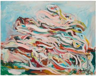 62
Robert Goodnough
1917-2010
"Horses," 1960
Oil on canvas
Signed and dated lower right: goodnough / '60; signed and dated again, and titled, verso
22" H x 28" W
Estimate: $4,000 - $6,000