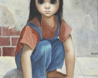73
Margaret Keane
1927-2022
Girl playing jacks, circa 1965
Oil on canvas
Signed near the center of the right edge: Keane
28" H x 18" W
Estimate: $5,000 - $7,000