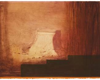 22
Nathan Oliveira
1928-2010
"Duoro Valley," 1997
Monotype with hand-coloring on wove paper
Signed, dated, and inscribed "IX" in pencil at the lower sheet edge: N. Oliveira 97; Tamarind Institute, Albuquerque, NM, prntr./pub., and with their blindstamp lower left
Image/Sheet: 22.25" H x 30" W
Estimate: $600 - $800