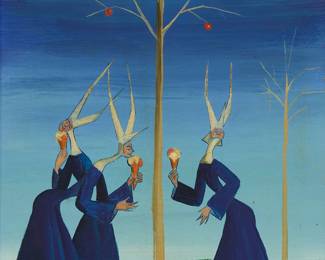 79
Carlo Canevari
1922-1996
Nuns eating ice cream
Oil on panel
Signed with the artist's pseudonym lower left: Pucci
15.75" H x 10" W
Estimate: $800 - $1,200