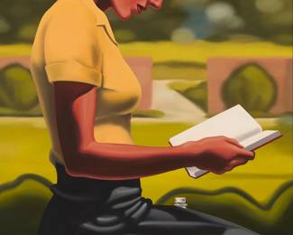135
Robert Kenton Nelson
b. 1954
"Lucidity," 2005
Oil on canvas
Signed lower left: R. Kenton Nelson; titled and dated "2005" on a label affixed to the frame's backing paper
36" H x 24" W
Estimate: $15,000 - $20,000